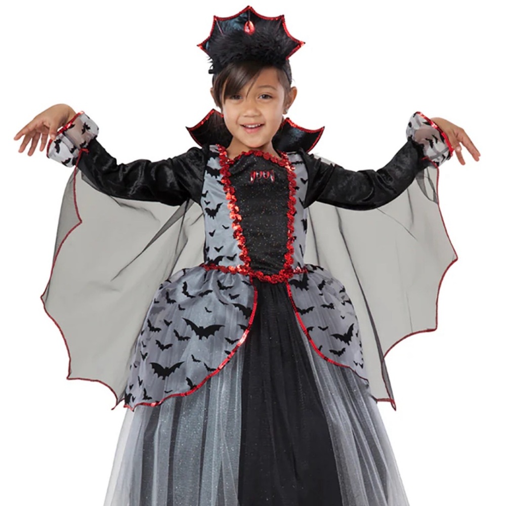 Halloween Girls Vampires Costume by Tee Tot; Dress and Crown; Size 5;